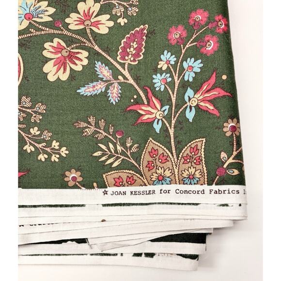 Vtg Joan Kessler Cotton Fabric 43x110" Floral Paisley Concord Fab Quilting Sew - Picture 2 of 2